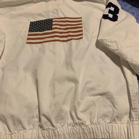 Vintage Too Cool Authentic Vintage White Cotton Jacket US Flag. Size Large - Picture 4 of 10